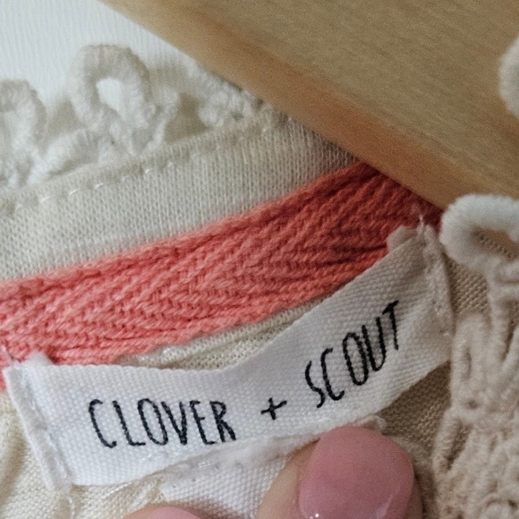 Clover + Scout Women's Cream Lace Sleeveless Blouse Boho Summer Tank Top Size M - Picture 5 of 6